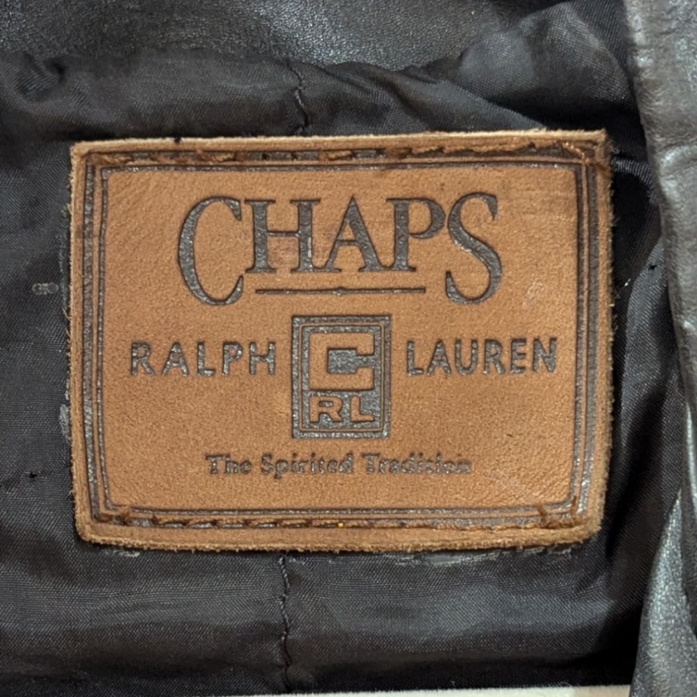 Vintage Ralph Lauren x Chaps U.S ARMY 100% Leather Moto Jacket Men's S in black - Picture 9 of 9